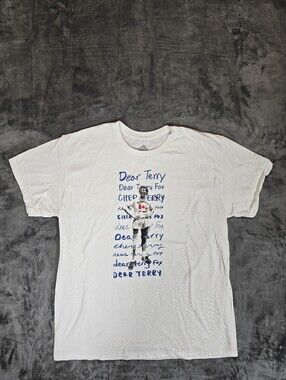 Adidas Dear Terry Fox T Shirt Size Large Fits Medium White Cancer Research